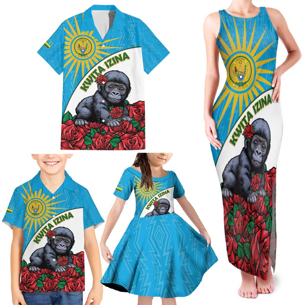 Personalized Rwanda Baby Gorilla Family Matching Tank Maxi Dress and Hawaiian Shirt Kwita Izina 2025 - Wonder Print Shop