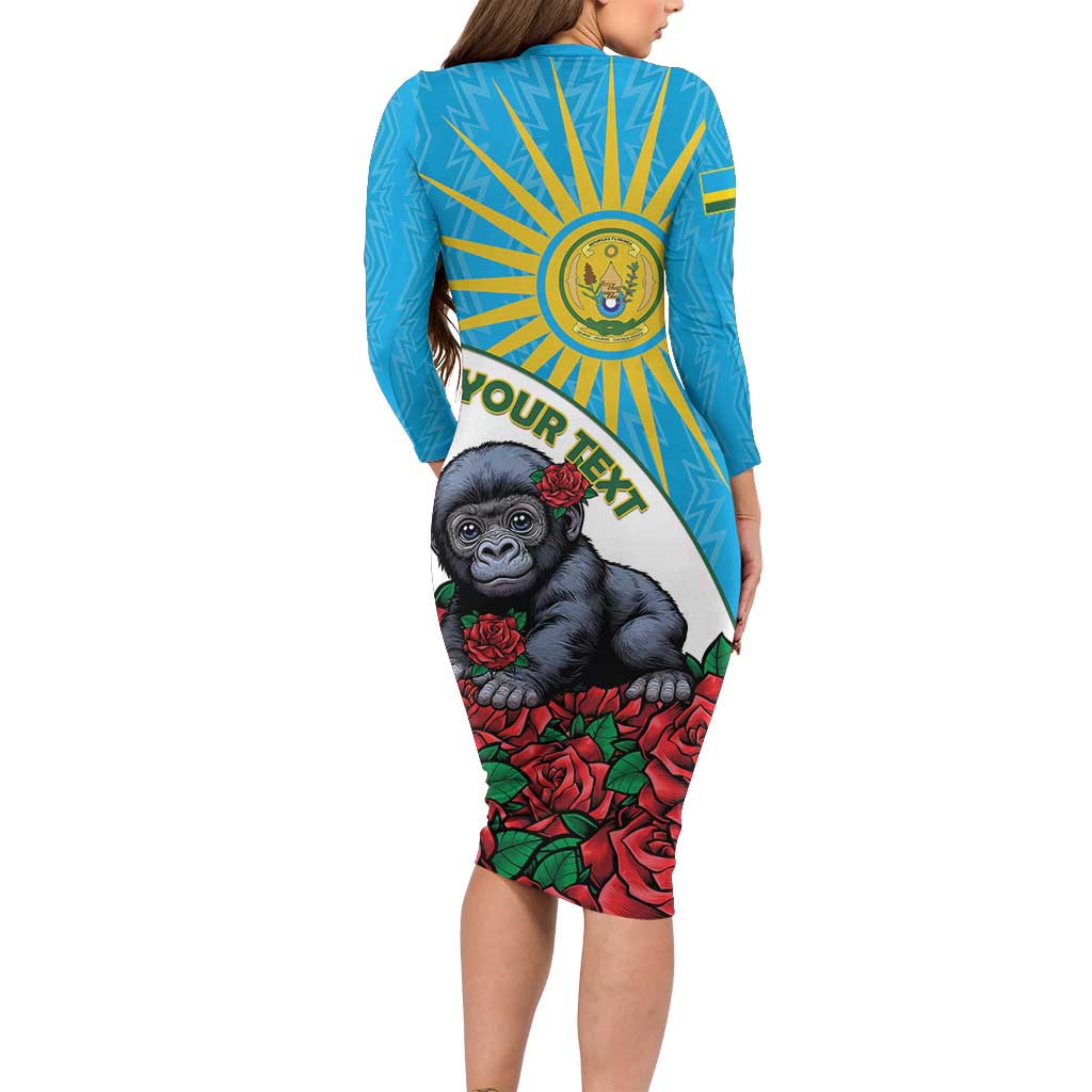 Personalized Rwanda Baby Gorilla Long Sleeve Bodycon Dress Kwita Izina 2025 - Wonder Print Shop