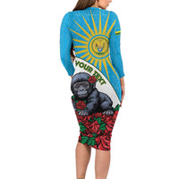 Personalized Rwanda Baby Gorilla Long Sleeve Bodycon Dress Kwita Izina 2025 - Wonder Print Shop