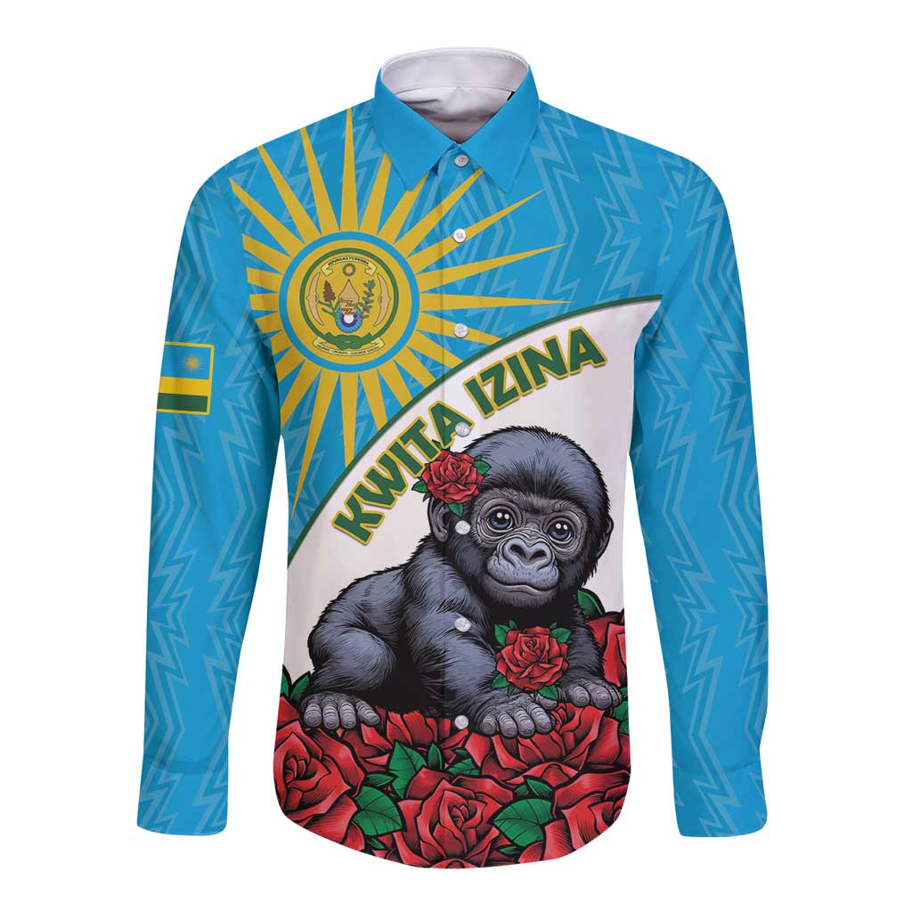 Personalized Rwanda Baby Gorilla Long Sleeve Button Shirt Kwita Izina 2025 - Wonder Print Shop