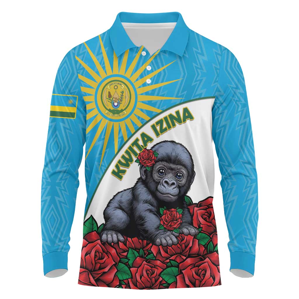 Personalized Rwanda Baby Gorilla Long Sleeve Polo Shirt Kwita Izina 2025 - Wonder Print Shop