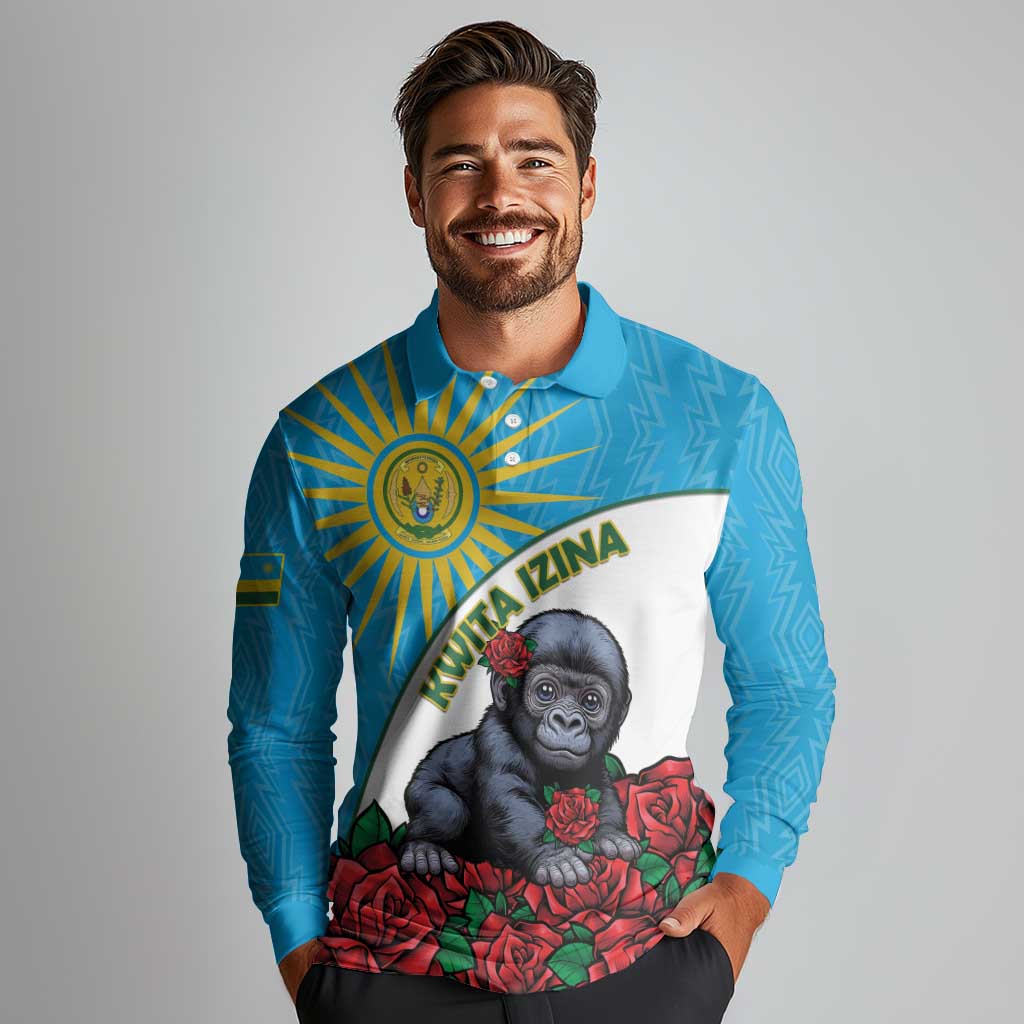 Personalized Rwanda Baby Gorilla Long Sleeve Polo Shirt Kwita Izina 2025 - Wonder Print Shop