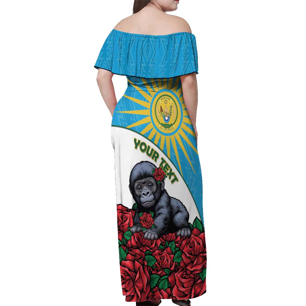 Personalized Rwanda Baby Gorilla Off Shoulder Maxi Dress Kwita Izina 2025 - Wonder Print Shop