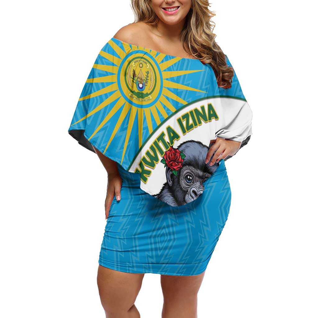 Personalized Rwanda Baby Gorilla Off Shoulder Short Dress Kwita Izina 2025 - Wonder Print Shop
