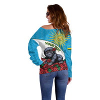 Personalized Rwanda Baby Gorilla Off Shoulder Sweater Kwita Izina 2025 - Wonder Print Shop