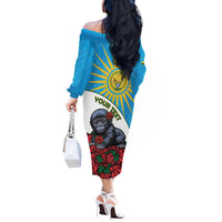 Personalized Rwanda Baby Gorilla Off The Shoulder Long Sleeve Dress Kwita Izina 2025 - Wonder Print Shop
