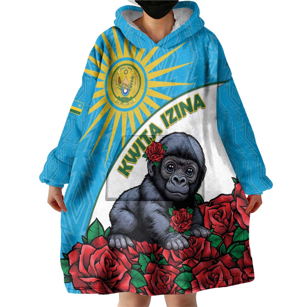 Personalized Rwanda Baby Gorilla Wearable Blanket Hoodie Kwita Izina 2025 - Wonder Print Shop