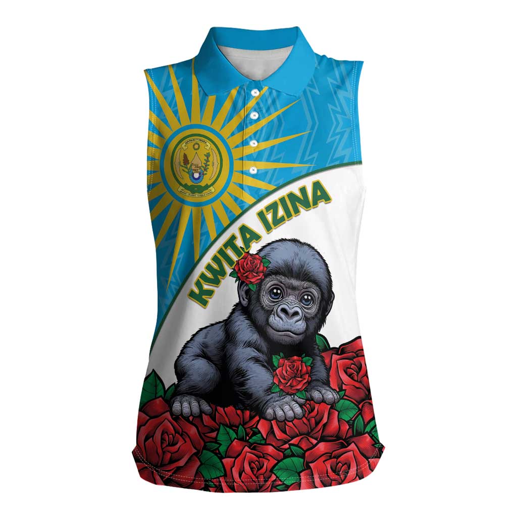 Personalized Rwanda Baby Gorilla Women Sleeveless Polo Shirt Kwita Izina 2025 - Wonder Print Shop