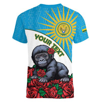 Personalized Rwanda Baby Gorilla Women V-Neck T-Shirt Kwita Izina 2025 - Wonder Print Shop