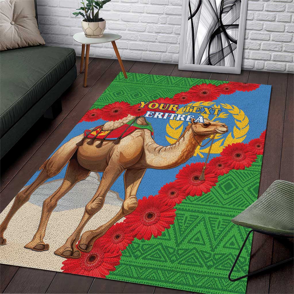Personalised Eritrea Arabian Camel Area Rug Gerbera Flower Flag Color - Wonder Print Shop
