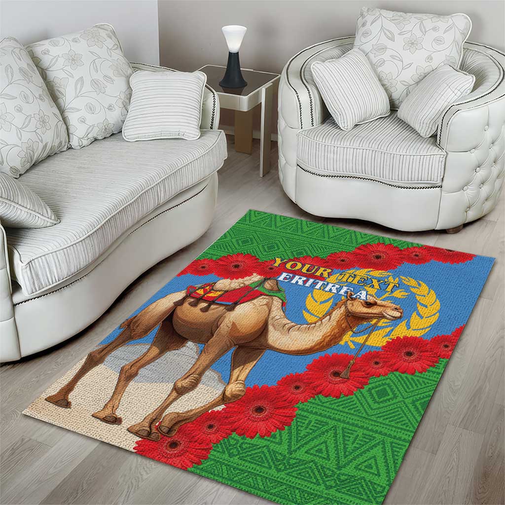 Personalised Eritrea Arabian Camel Area Rug Gerbera Flower Flag Color - Wonder Print Shop