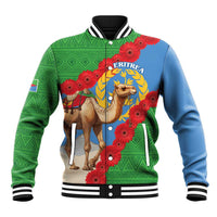 Personalised Eritrea Arabian Camel Baseball Jacket Gerbera Flower Flag Color - Wonder Print Shop