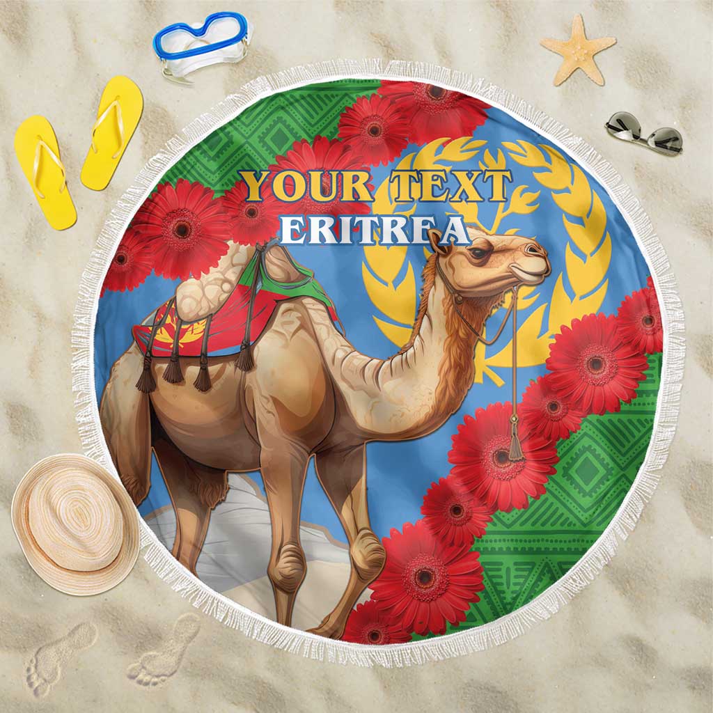 Personalised Eritrea Arabian Camel Beach Blanket Gerbera Flower Flag Color - Wonder Print Shop