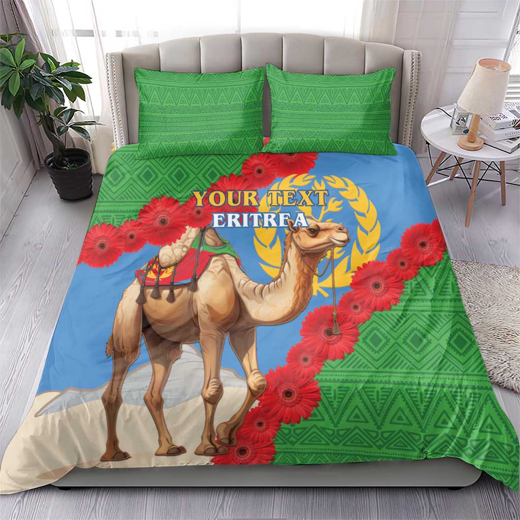 Personalised Eritrea Arabian Camel Bedding Set Gerbera Flower Flag Color - Wonder Print Shop