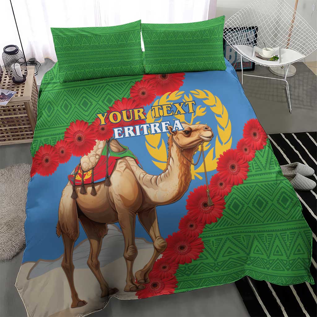 Personalised Eritrea Arabian Camel Bedding Set Gerbera Flower Flag Color - Wonder Print Shop