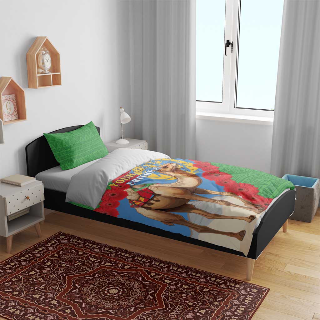 Personalised Eritrea Arabian Camel Bedding Set Gerbera Flower Flag Color - Wonder Print Shop