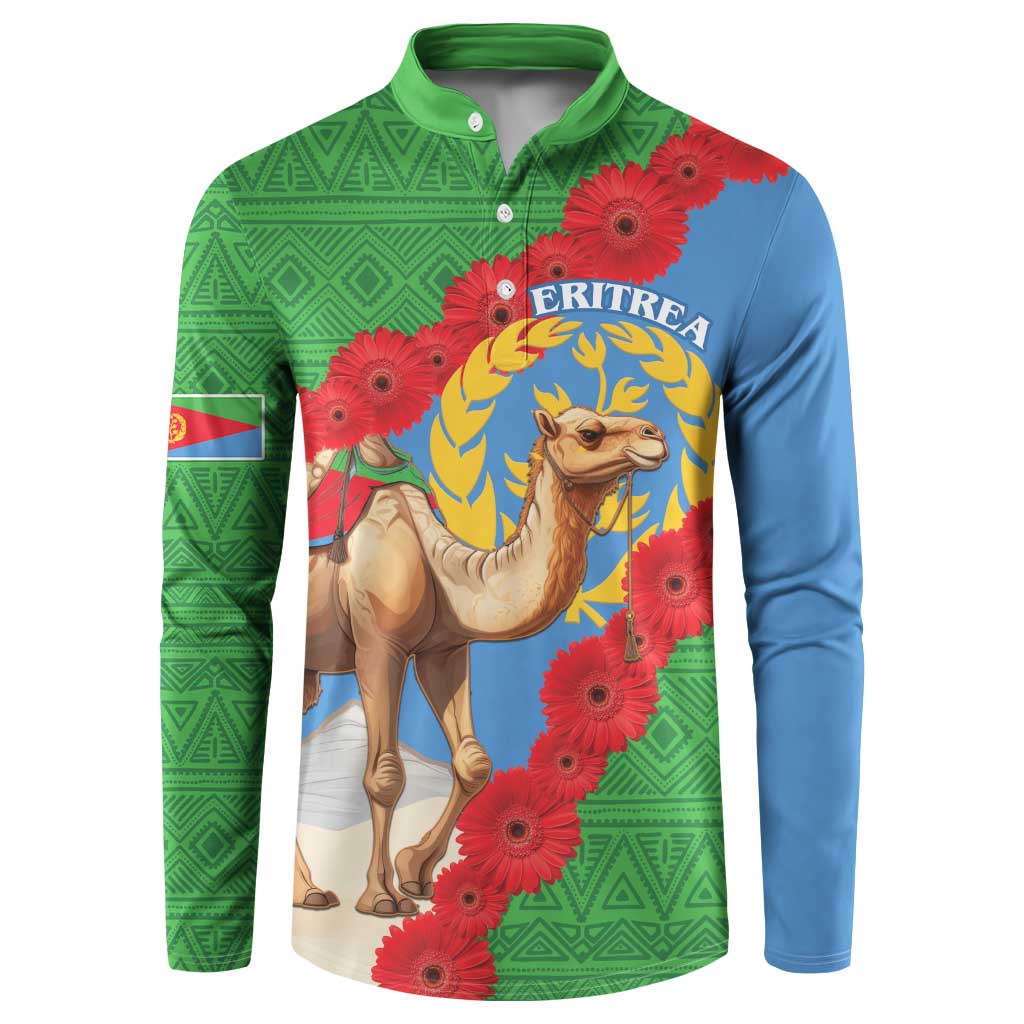 Personalised Eritrea Arabian Camel Button Sweatshirt Gerbera Flower Flag Color - Wonder Print Shop