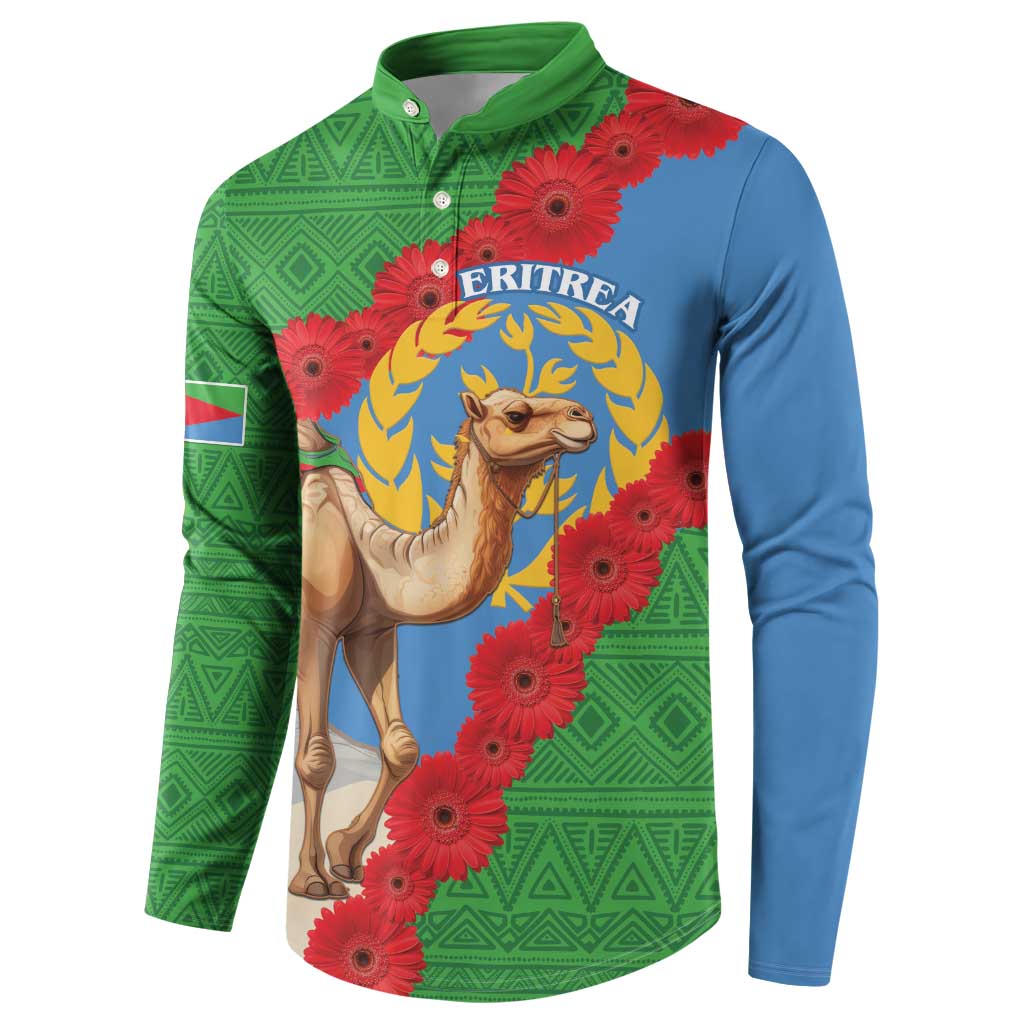 Personalised Eritrea Arabian Camel Button Sweatshirt Gerbera Flower Flag Color - Wonder Print Shop