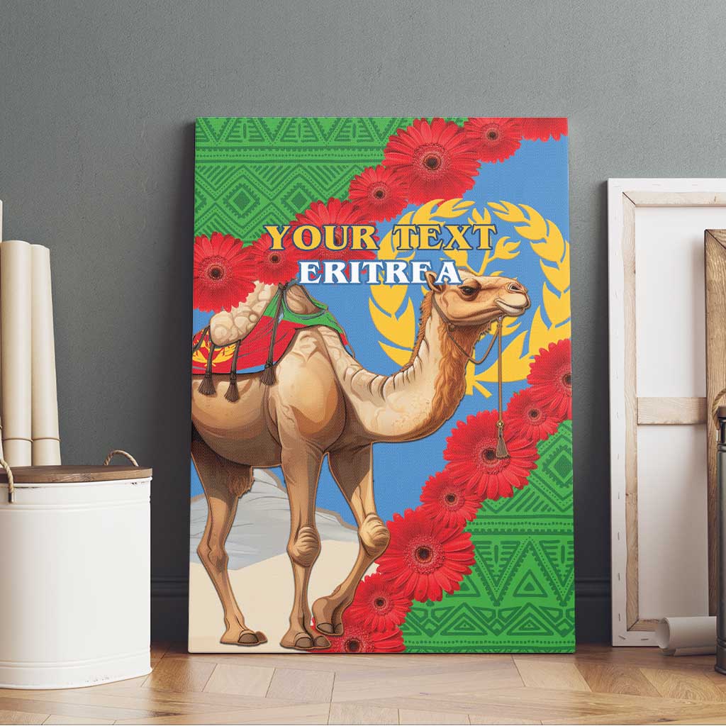 Personalised Eritrea Arabian Camel Canvas Wall Art Gerbera Flower Flag Color - Wonder Print Shop