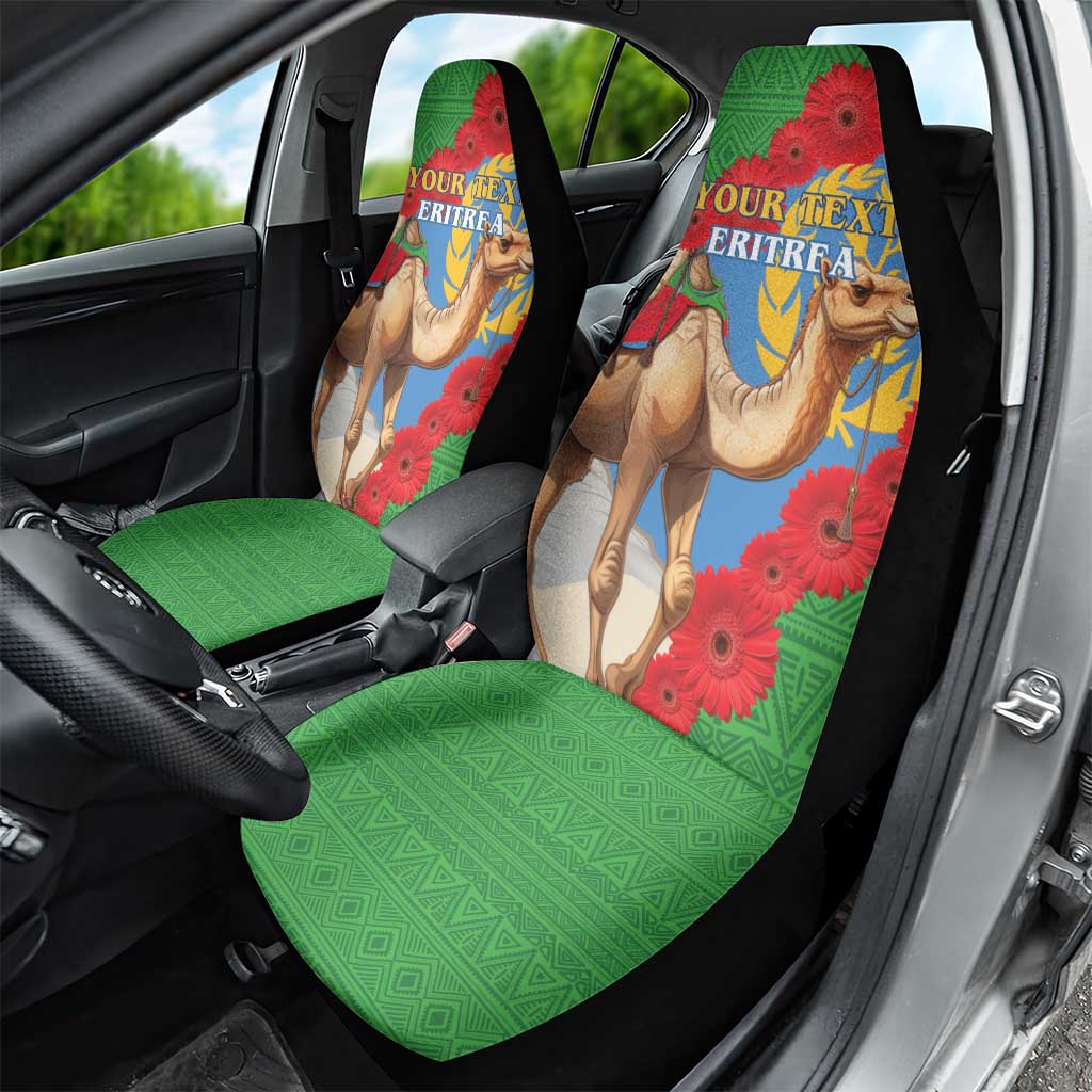 Personalised Eritrea Arabian Camel Car Seat Cover Gerbera Flower Flag Color - Wonder Print Shop