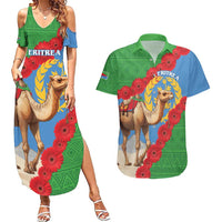 Personalised Eritrea Arabian Camel Couples Matching Summer Maxi Dress and Hawaiian Shirt Gerbera Flower Flag Color - Wonder Print Shop