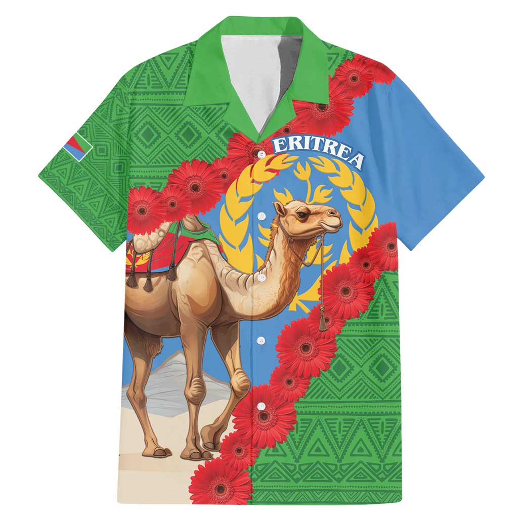 Personalised Eritrea Arabian Camel Family Matching Mermaid Dress and Hawaiian Shirt Gerbera Flower Flag Color - Wonder Print Shop