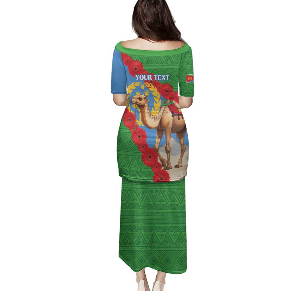 Personalised Eritrea Arabian Camel Family Matching Puletasi and Hawaiian Shirt Gerbera Flower Flag Color - Wonder Print Shop