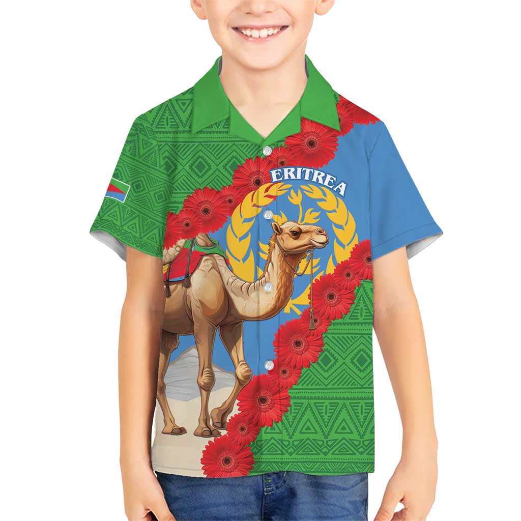 Personalised Eritrea Arabian Camel Family Matching Puletasi and Hawaiian Shirt Gerbera Flower Flag Color - Wonder Print Shop