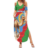 Personalised Eritrea Arabian Camel Family Matching Summer Maxi Dress and Hawaiian Shirt Gerbera Flower Flag Color - Wonder Print Shop