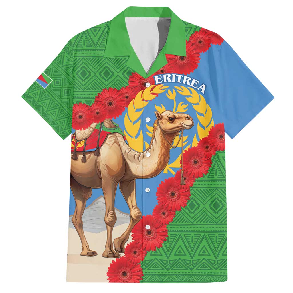 Personalised Eritrea Arabian Camel Hawaiian Shirt Gerbera Flower Flag Color - Wonder Print Shop