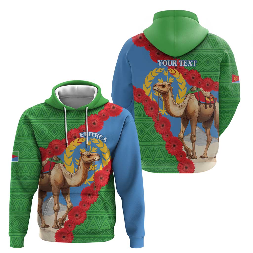 Personalised Eritrea Arabian Camel Hoodie Gerbera Flower Flag Color - Wonder Print Shop