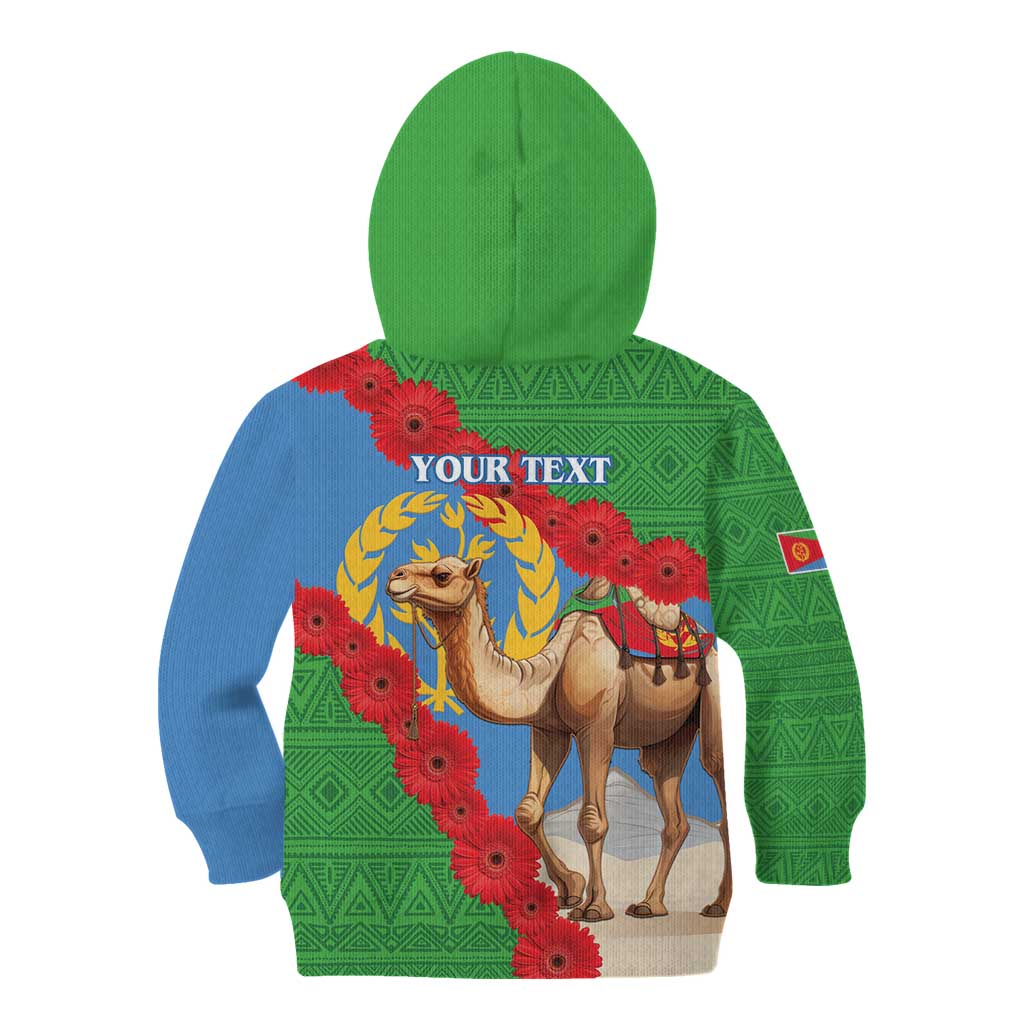 Personalised Eritrea Arabian Camel Kid Hoodie Gerbera Flower Flag Color - Wonder Print Shop