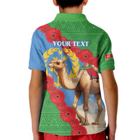 Personalised Eritrea Arabian Camel Kid Polo Shirt Gerbera Flower Flag Color - Wonder Print Shop