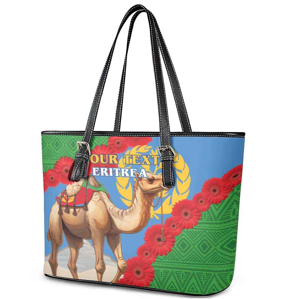 Personalised Eritrea Arabian Camel Leather Tote Bag Gerbera Flower Flag Color - Wonder Print Shop