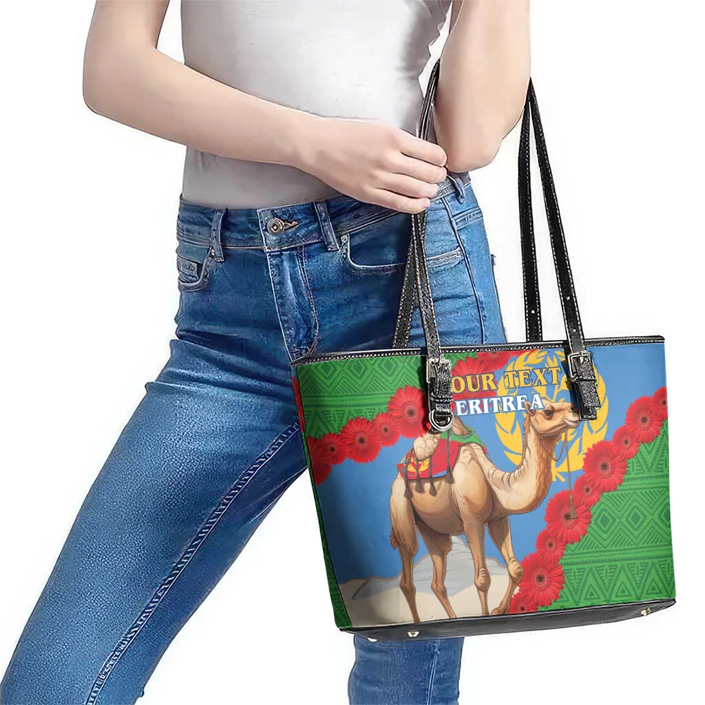 Personalised Eritrea Arabian Camel Leather Tote Bag Gerbera Flower Flag Color - Wonder Print Shop