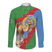Personalised Eritrea Arabian Camel Long Sleeve Button Shirt Gerbera Flower Flag Color - Wonder Print Shop