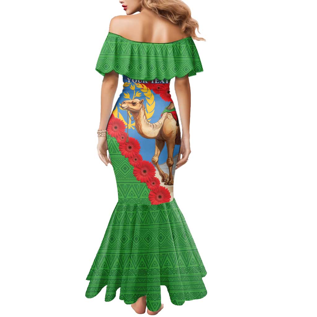 Personalised Eritrea Arabian Camel Mermaid Dress Gerbera Flower Flag Color - Wonder Print Shop