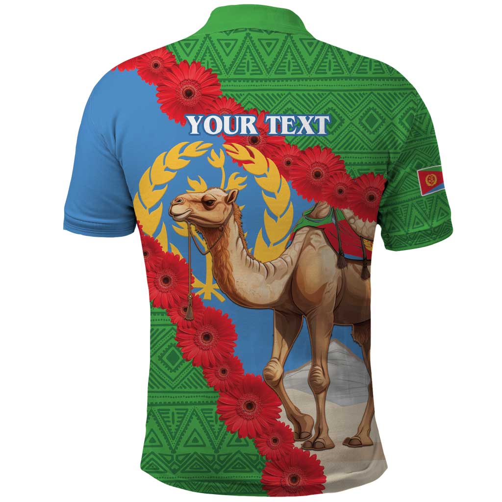 Personalised Eritrea Arabian Camel Polo Shirt Gerbera Flower Flag Color - Wonder Print Shop