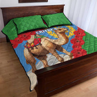 Personalised Eritrea Arabian Camel Quilt Bed Set Gerbera Flower Flag Color - Wonder Print Shop