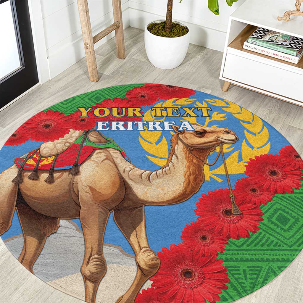 Personalised Eritrea Arabian Camel Round Carpet Gerbera Flower Flag Color