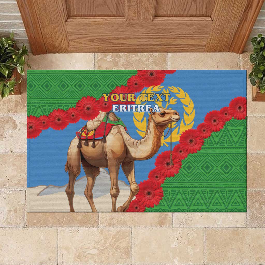 Personalised Eritrea Arabian Camel Rubber Doormat Gerbera Flower Flag Color - Wonder Print Shop