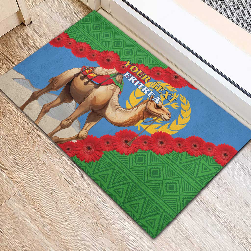 Personalised Eritrea Arabian Camel Rubber Doormat Gerbera Flower Flag Color - Wonder Print Shop