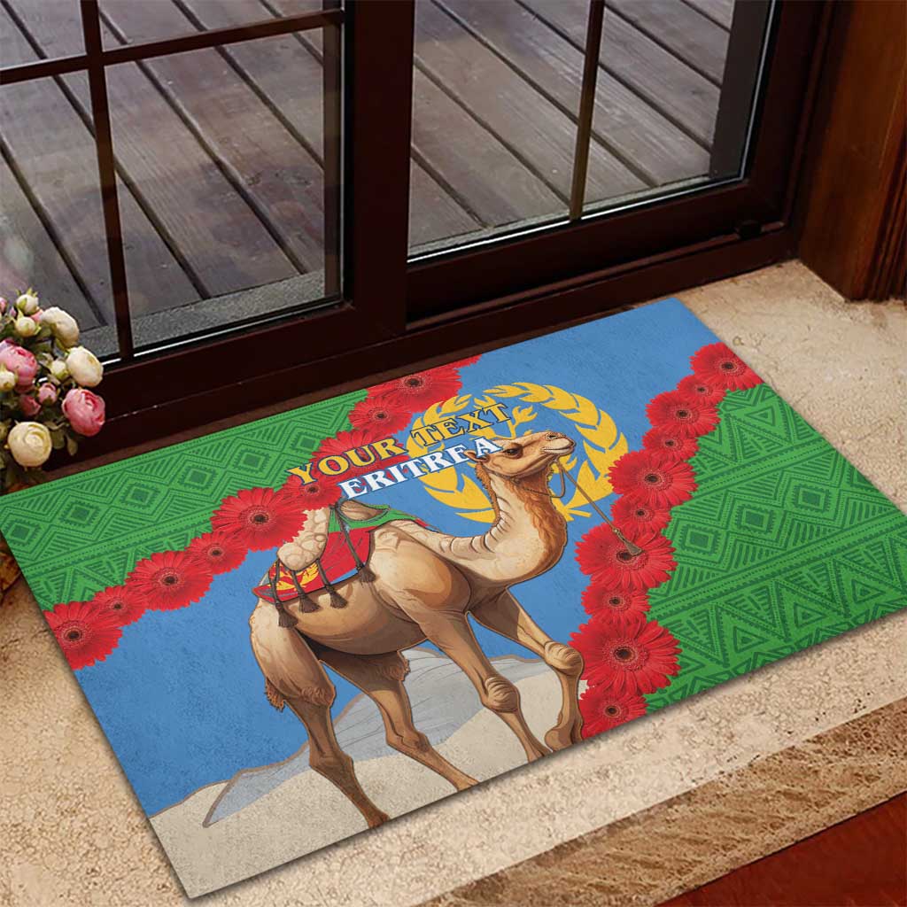 Personalised Eritrea Arabian Camel Rubber Doormat Gerbera Flower Flag Color - Wonder Print Shop