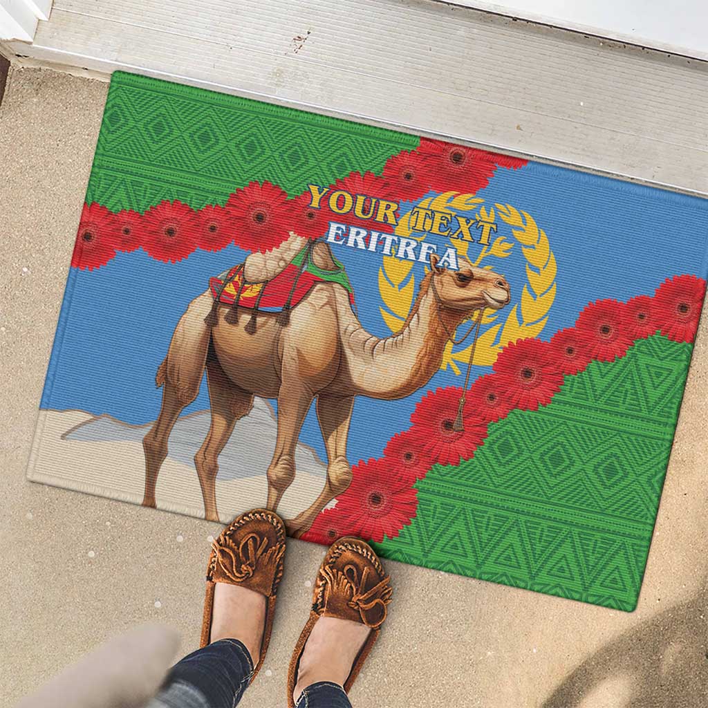 Personalised Eritrea Arabian Camel Rubber Doormat Gerbera Flower Flag Color - Wonder Print Shop