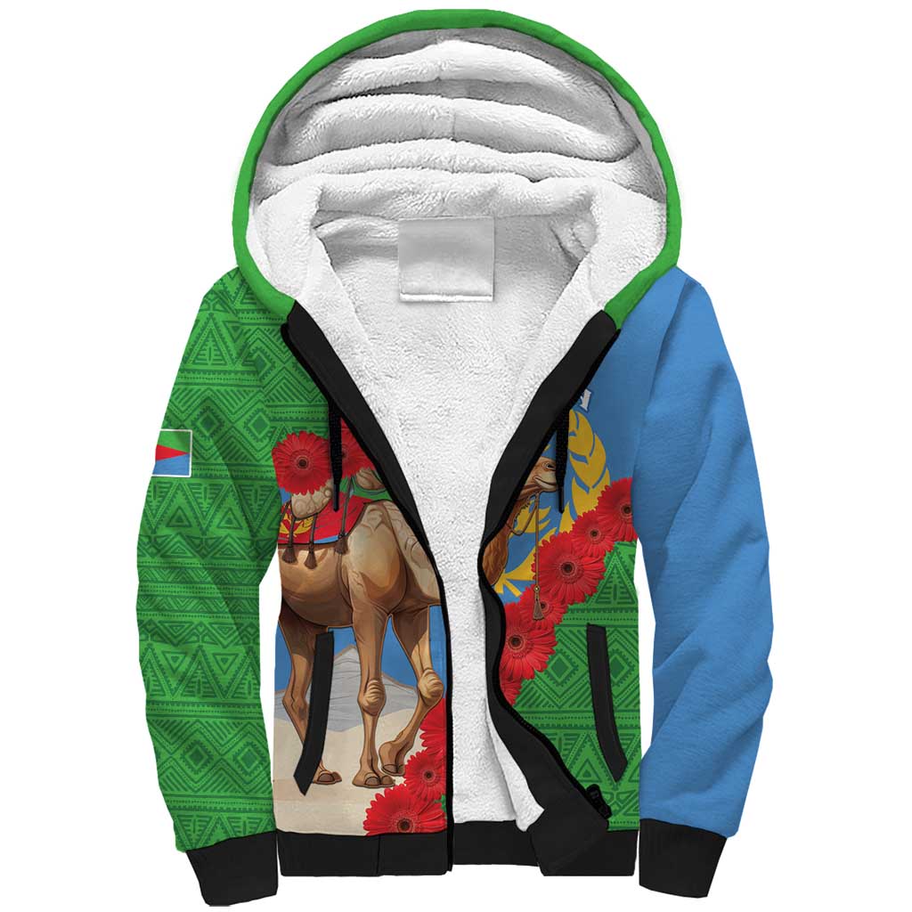 Personalised Eritrea Arabian Camel Sherpa Hoodie Gerbera Flower Flag Color - Wonder Print Shop