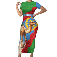 Personalised Eritrea Arabian Camel Short Sleeve Bodycon Dress Gerbera Flower Flag Color - Wonder Print Shop