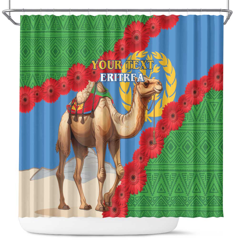 Personalised Eritrea Arabian Camel Shower Curtain Gerbera Flower Flag Color