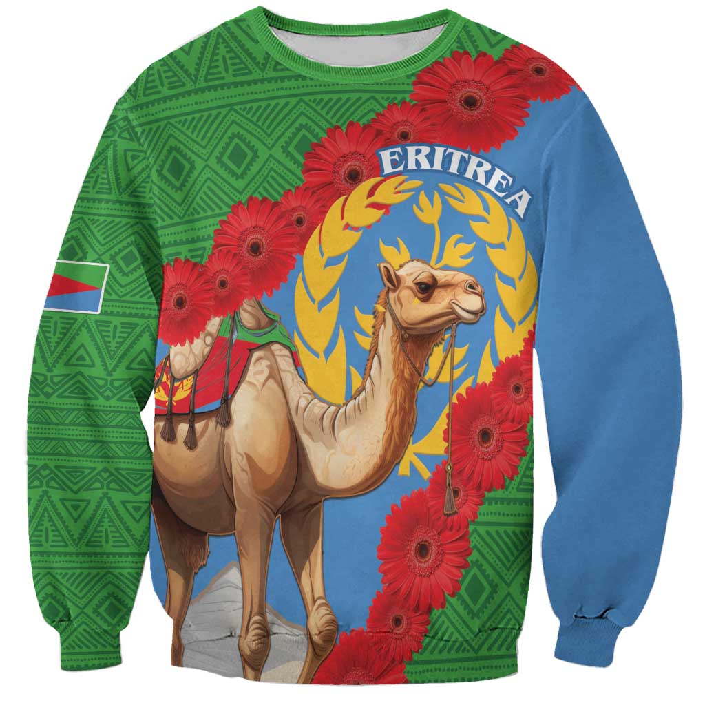 Personalised Eritrea Arabian Camel Sweatshirt Gerbera Flower Flag Color - Wonder Print Shop