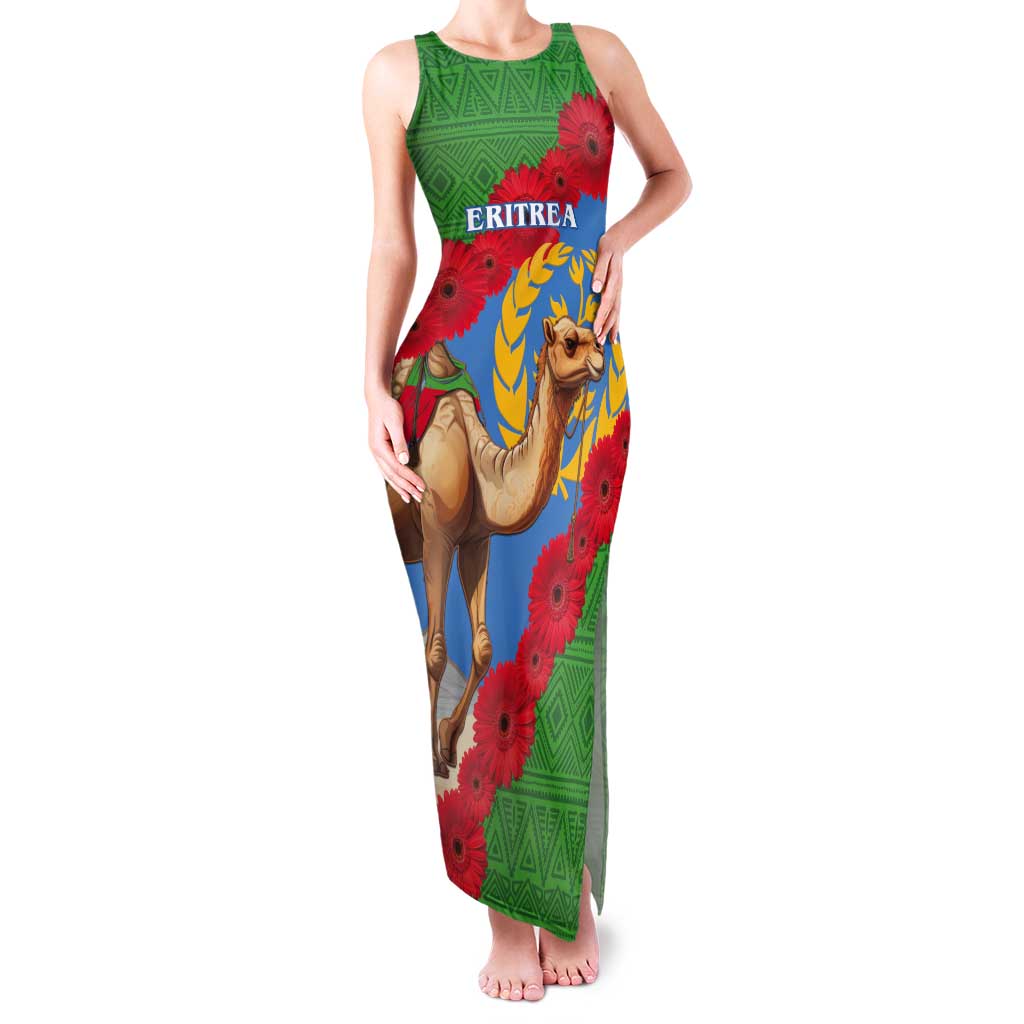 Personalised Eritrea Arabian Camel Tank Maxi Dress Gerbera Flower Flag Color - Wonder Print Shop