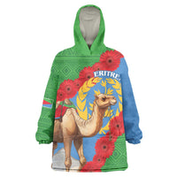Personalised Eritrea Arabian Camel Wearable Blanket Hoodie Gerbera Flower Flag Color - Wonder Print Shop
